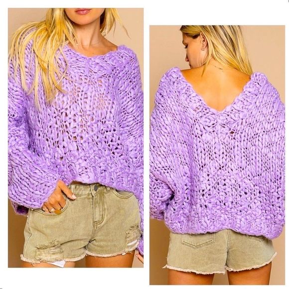 NWT! POL DOUBLE V NECK 100% ACRYLIC SUPER SOFT SWEATER IN LAVENDER HAZE! - Picture 1 of 15